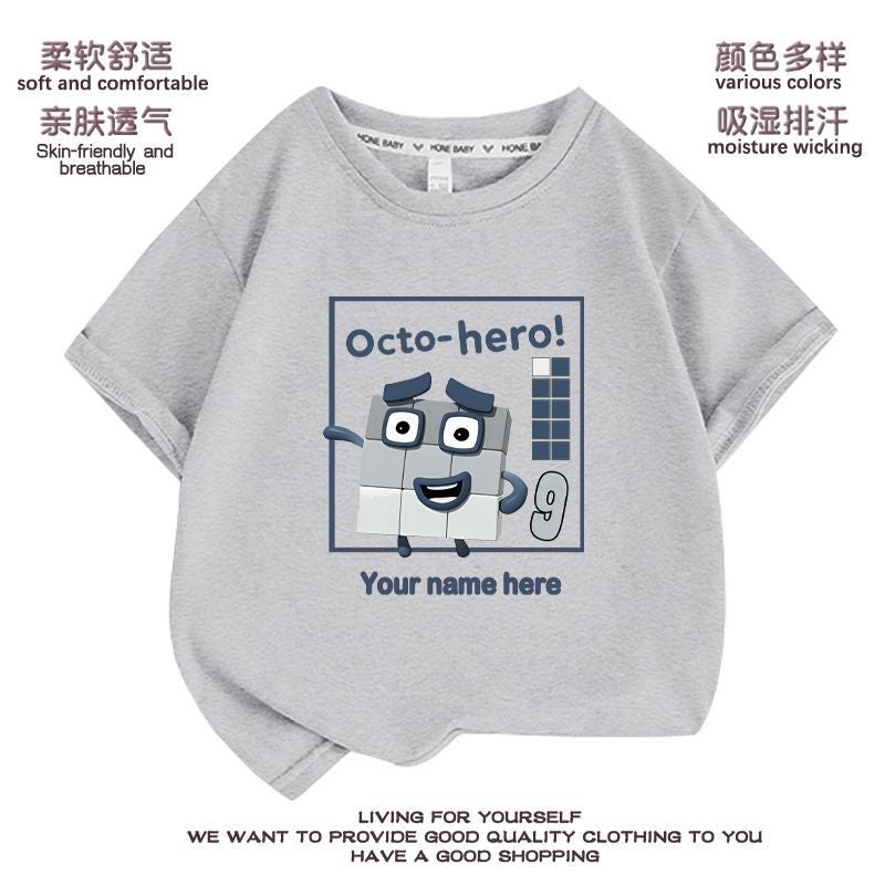 Digital Building Blocks T-Shirt Numberblocks Children'S Clothes Boys And Girls Digital Pattern Short Sleeve Suit Summer 1-10 - Image 1